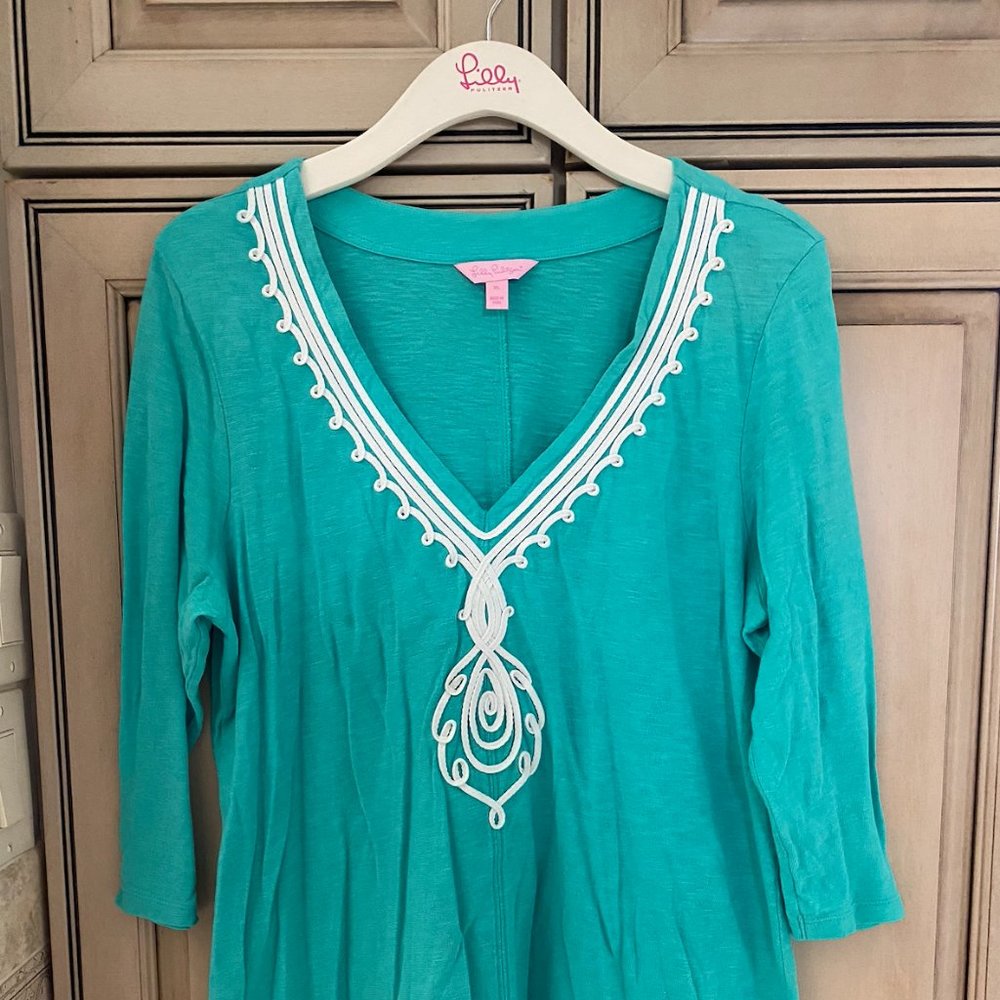 Lilly Pulitzer Green Applique Tunic XL